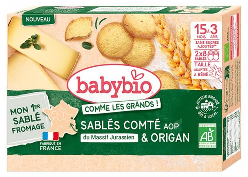 Babybio Organic Comté & Oregano Shortbread From 15 Months to 3 Years 16 Shortbreads
