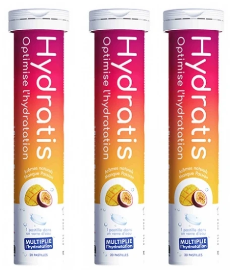 Hydratis Pack of 3 x 20 Effervescent Tablets - Flavour: Mango Passion