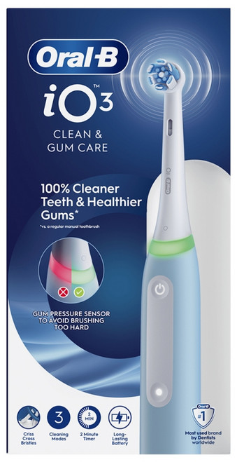 Oral-B IO 3 Clean & Gum Care Rechargeable Toothbrush + Accessories - Colour: Blue
