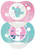 Luc et Léa 2 Anatomic Silicone Soothers with Ring 6-18 Months - Model: Cactus and Llama