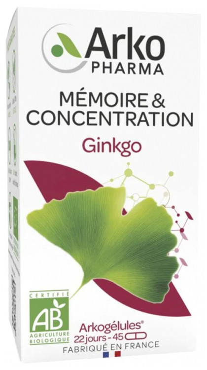 Arkopharma Arkocaps Organic Ginkgo 45 Capsules - Steych