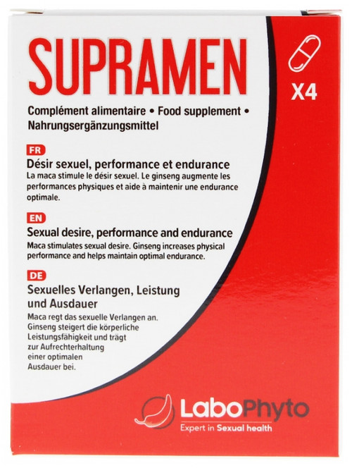 Stimulant Sexuel Supramen Labophyto - 4 Gélules - Complément Alimentaire Rapide