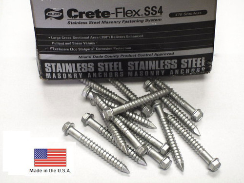 #14 x 2-3/4" Hex Head - 410 Stainless Steel Masonry Anchor - Crete-Flex