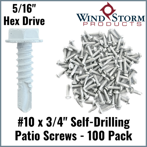 #10 x 3/4" | 5/16" Hex Washer Head TEK | White | Contractor Pack (100 pack)