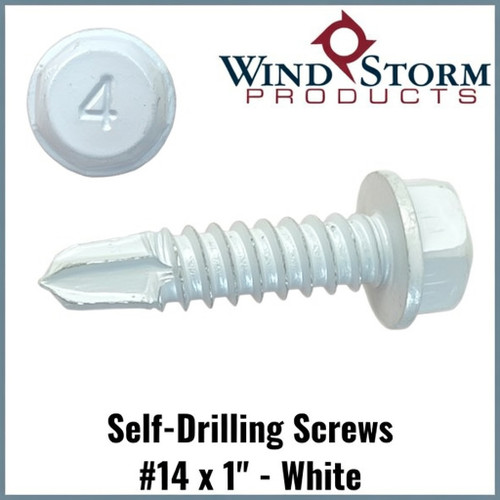 #14 x 1" | 3/8" Hex Washer Head TEK- Stainless Steel | White | Convenience Pack (50 pack)