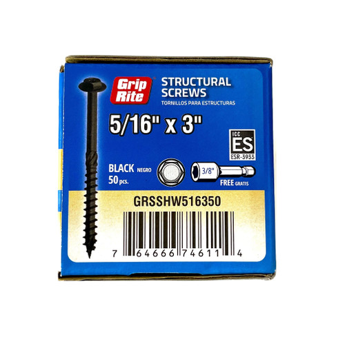 Grip Rite Structural Screws 5/16" x 3" |  50 pack