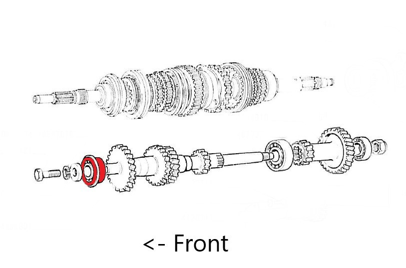 Transmission lower or lay shaft front bearing FIAT 124 Spider