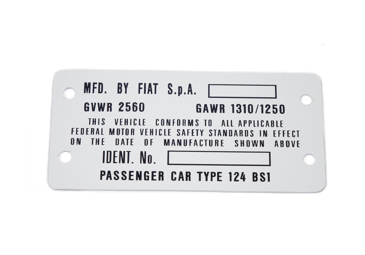 Vehicle identification number plate Fiat 124 Spider BS1 - 1971