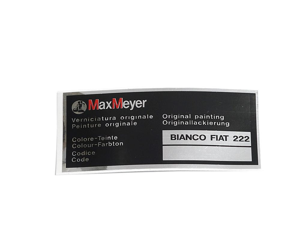 FIAT 124 Spider Paint Code Decal - Max Meyer - Bianco (White)