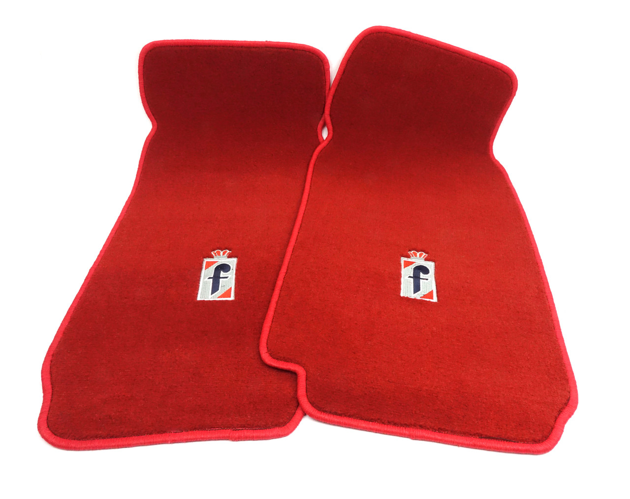 Red front floor mat pair with the 'f' Pininfarina logo - Auto Ricambi
FIAT 124 Spider, Spider 2000 and Pininfarina - 1971-1985