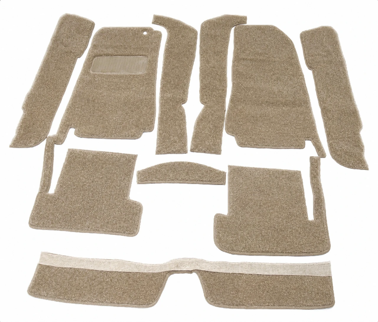 Tan 10-piece carpet set - Auto Ricambi Special FIAT 124 Spider and Spider 2000 - 1970-82 (without floor mounted accelerator pedal)  -  Auto Ricambi, RI3-404