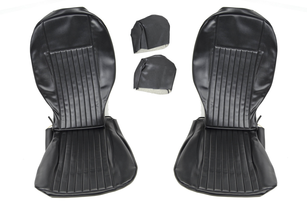Black vinyl front and rear seat upholstery set FIAT 124 Spider - 1968-1978  -  Auto Ricambi, RI9-432