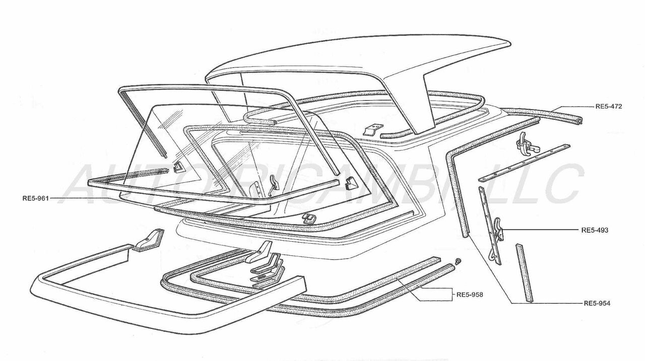Pininfarina hard top B-pillar hook FIAT 124 Spider, Spider 2000 and Pininfarina - 1966-1985  -  Auto Ricambi, RE5-973, 5883647