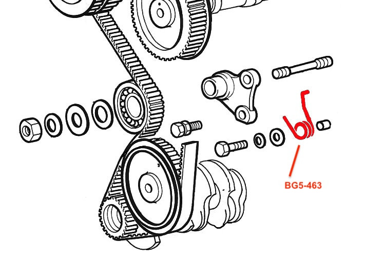 Timing belt tensioner spring FIAT 124 Spider, Spider 2000 and Pininfarina - 1966-1985 FIAT 124 Sport Coupe - 1967-1975  -  Auto Ricambi  BG5-463  4180213, 4384854