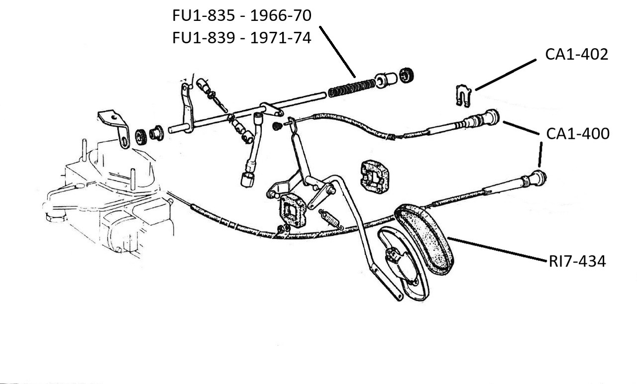 Mechanical throttle linkage spring at bulkhead Fiat 124 Spider - 1971-1974  FIAT 124 Sport Coupe - 1971-1974  -  Auto Ricambi, FU1-839, 4242329