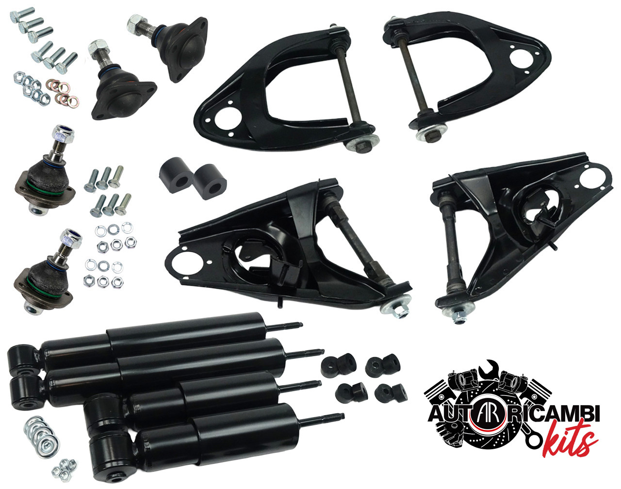 Complete front suspension kit FIAT 124 Spider, Spider 2000 and Pininfarina - 1966-1985 FIAT 124 Sport Coupe - 1967-1975  -  Auto Ricambi, SU3-500-KIT, 4134143, 4134144, 4134139, 5976986, 5976987, 4134140