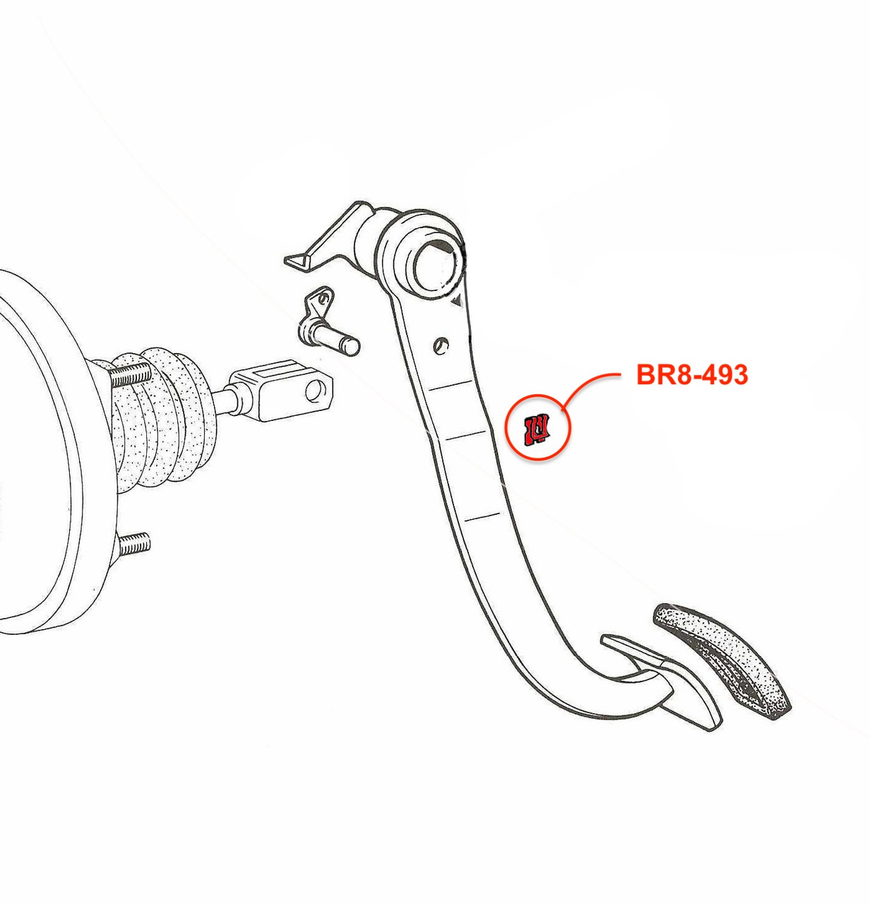 New brake booster (servo) pin clip FIAT 124 Spider, Spider 2000 and Pininfarina - 1966-1985 FIAT 124 Sport Coupe - 1967-1975 -  Auto Ricambi, BR8-493, 11064076, 4154581, 11064075 