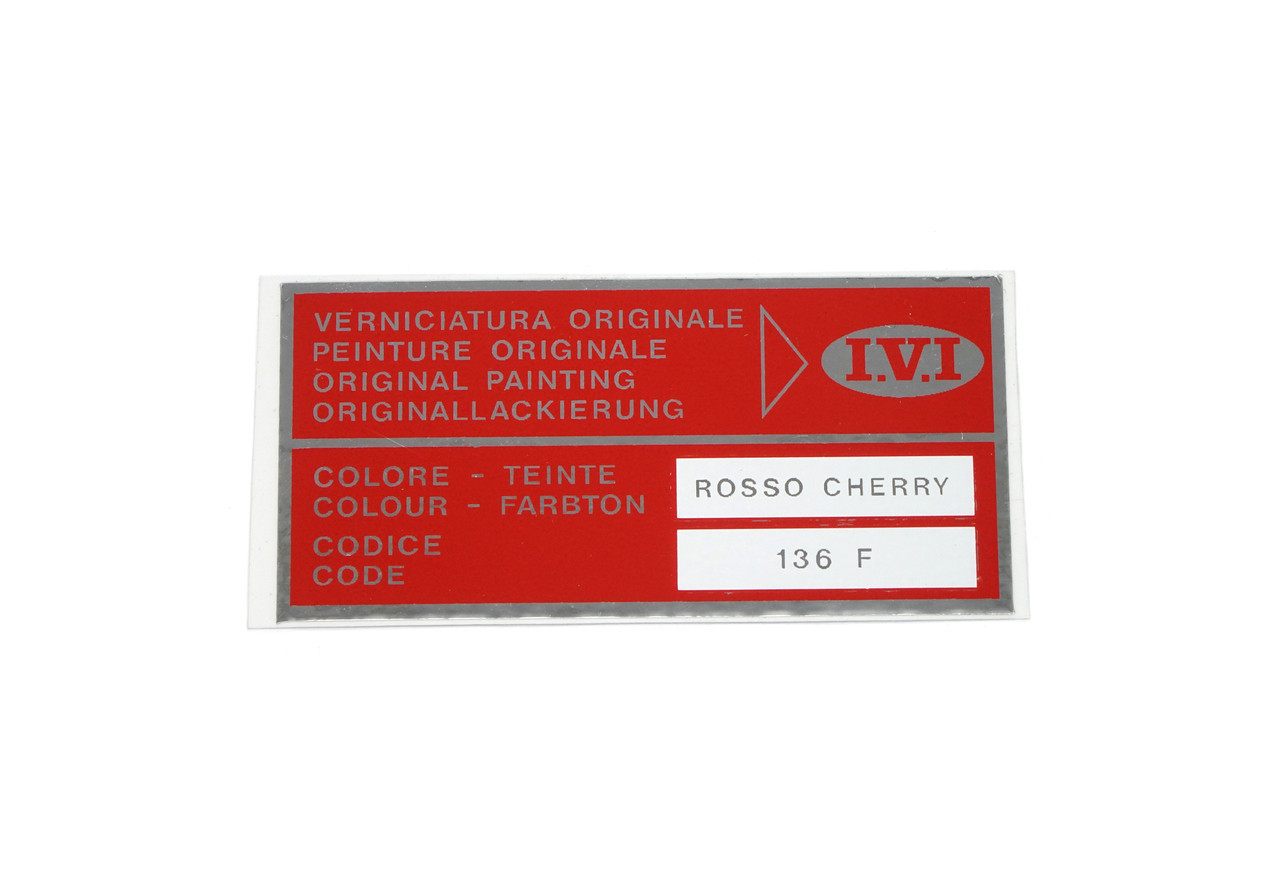 Paint code trunk decal IVI - Rosso Cherry (Cherry Red) - 136 F
