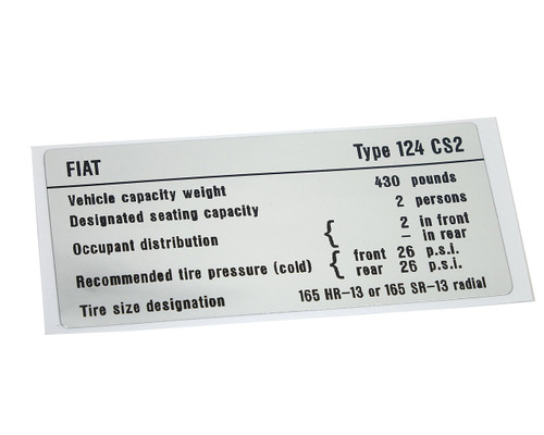 Door jamb decal
Fiat Spider 2000 - 1979-1980 (CS2)
  - Auto Ricambi
RS0-219