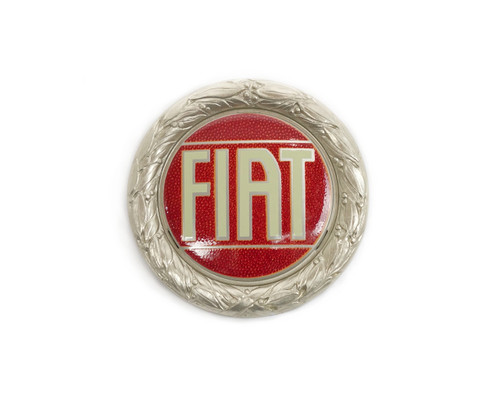 OEM original FIAT wreath emblem FIAT 124 Spider and Spider 2000 - 1975-1982 FIAT X1/9 - 1974-1982  -  Auto Ricambi, RE3-199, 4134236