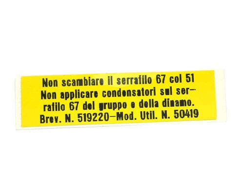 Voltage Regulator Decal - "Non scambiare" - Early
