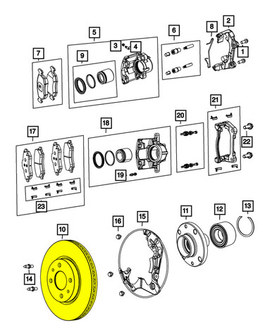 Front Brake rotor or disc 2012-2019 FIAT 500 all 2 door models