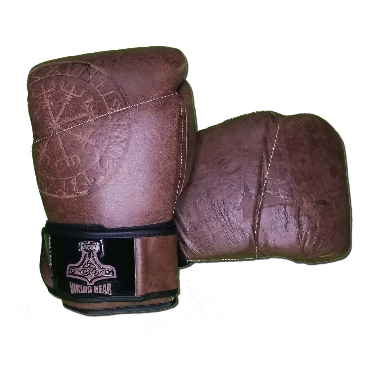 Vintage Burgundy/Black 12oz Viking Norse King Boxing Gloves 