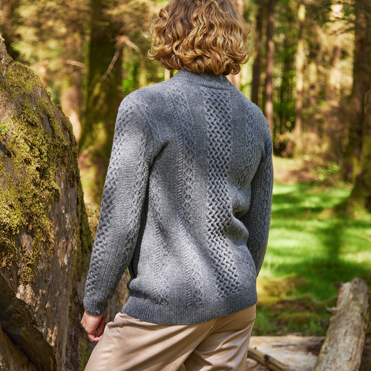George Honeycomb Full Zip Aran Cardigan | Kilkenny Design