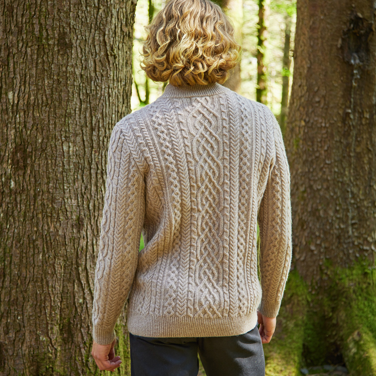 Paul Interlinking Cable Half Zip Aran Sweater | Kilkenny Design