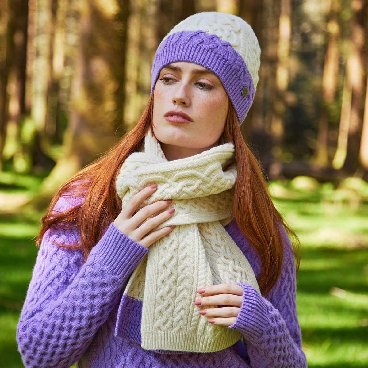 Natalie Aran Colour Block Beanie Hat – Natural | Kilkenny Design display picture 1
