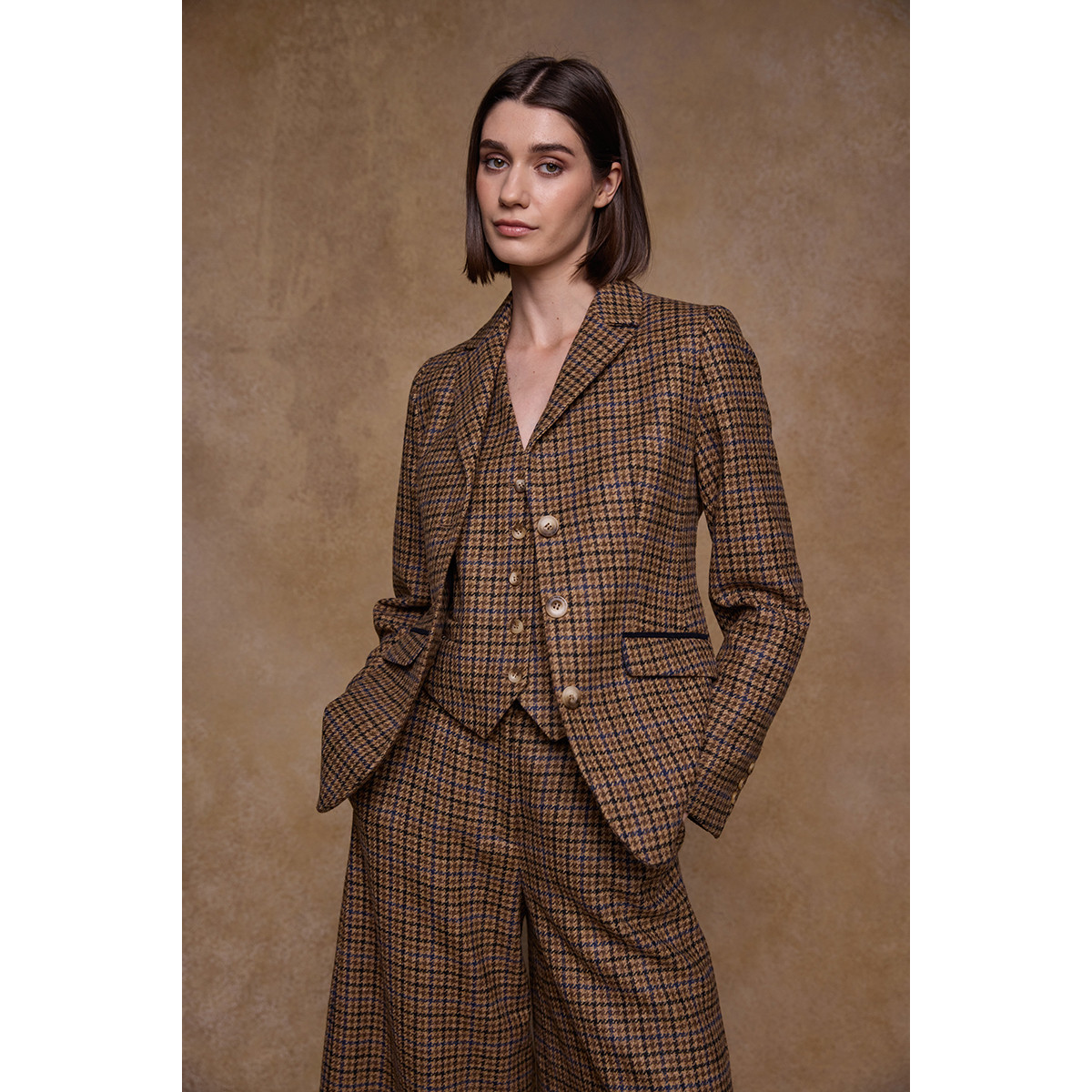 Tara Tweed Hacking Jacket Blue Driftwood Check | Kilkenny Design