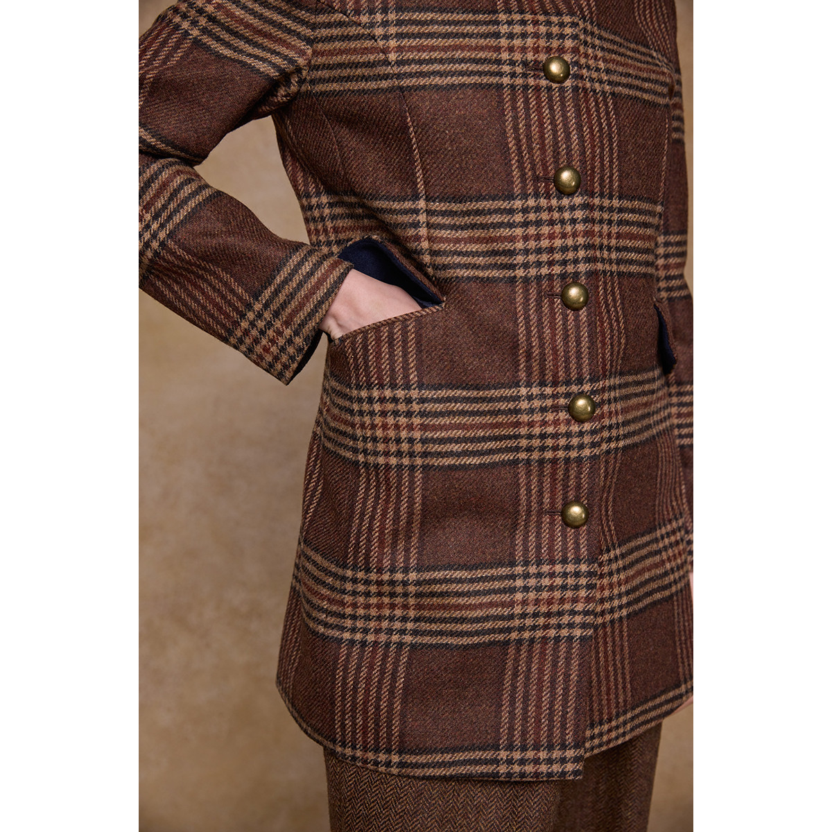 Lynn Tweed Jacket Tobacco Check - Brown