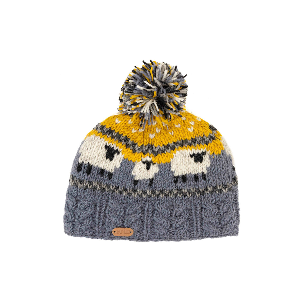 Erin knitwear Ireland wool sheep print hat Erin Knitwear Mountain Black Face Stand Sheep Bobble Hat  main image 4