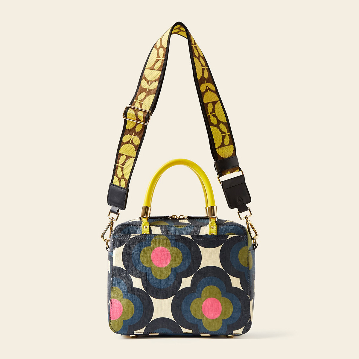 Orla Kiely 2023 Radial Handbag in Retro Flower Emerald print. NWOT Block Handbag | Orla Kiely Women‚Äôs Square Shape Bag  main image 2