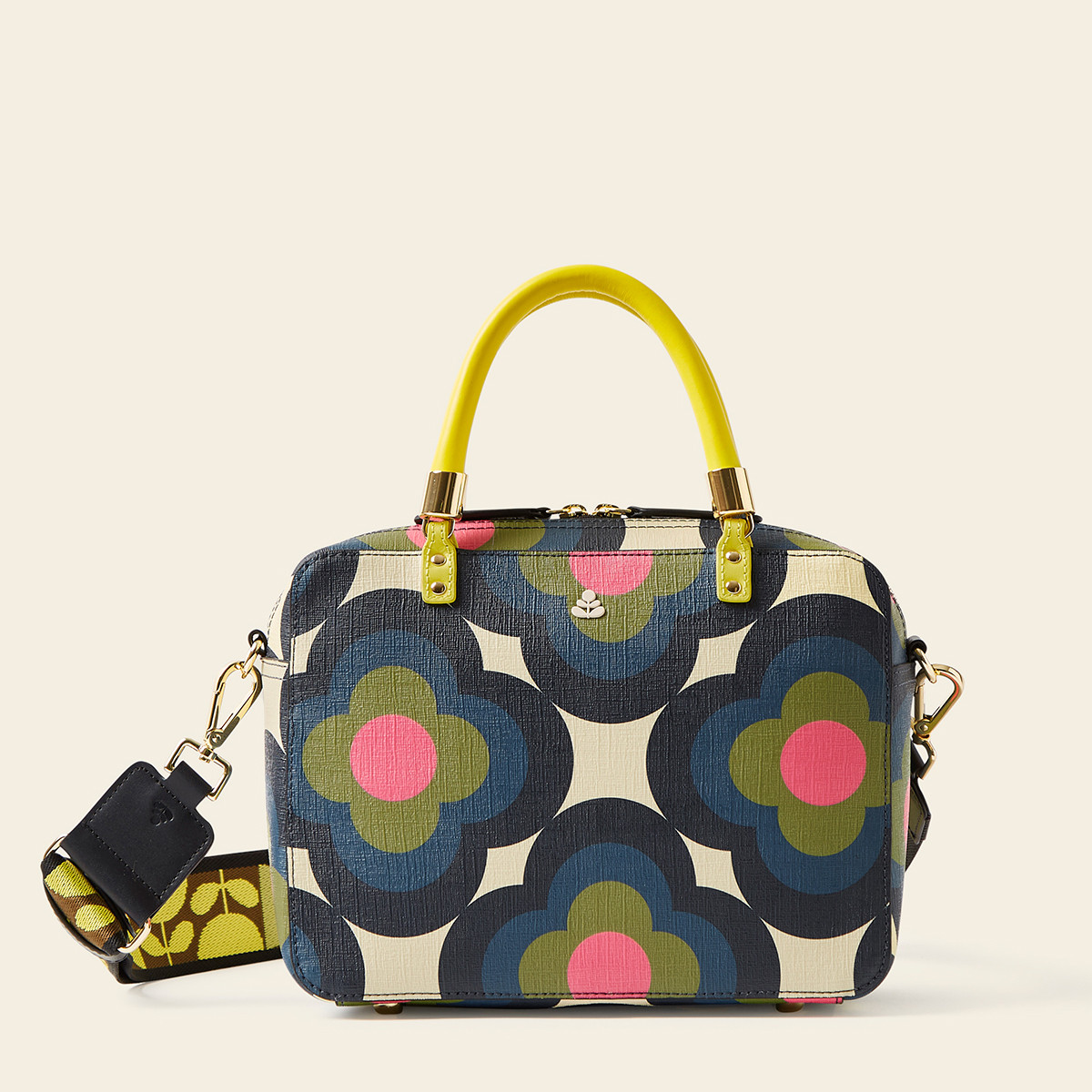 Orla Kiely 2023 Radial Handbag in Retro Flower Emerald print. NWOT Block Handbag | Orla Kiely Women‚Äôs Square Shape Bag  main image 4