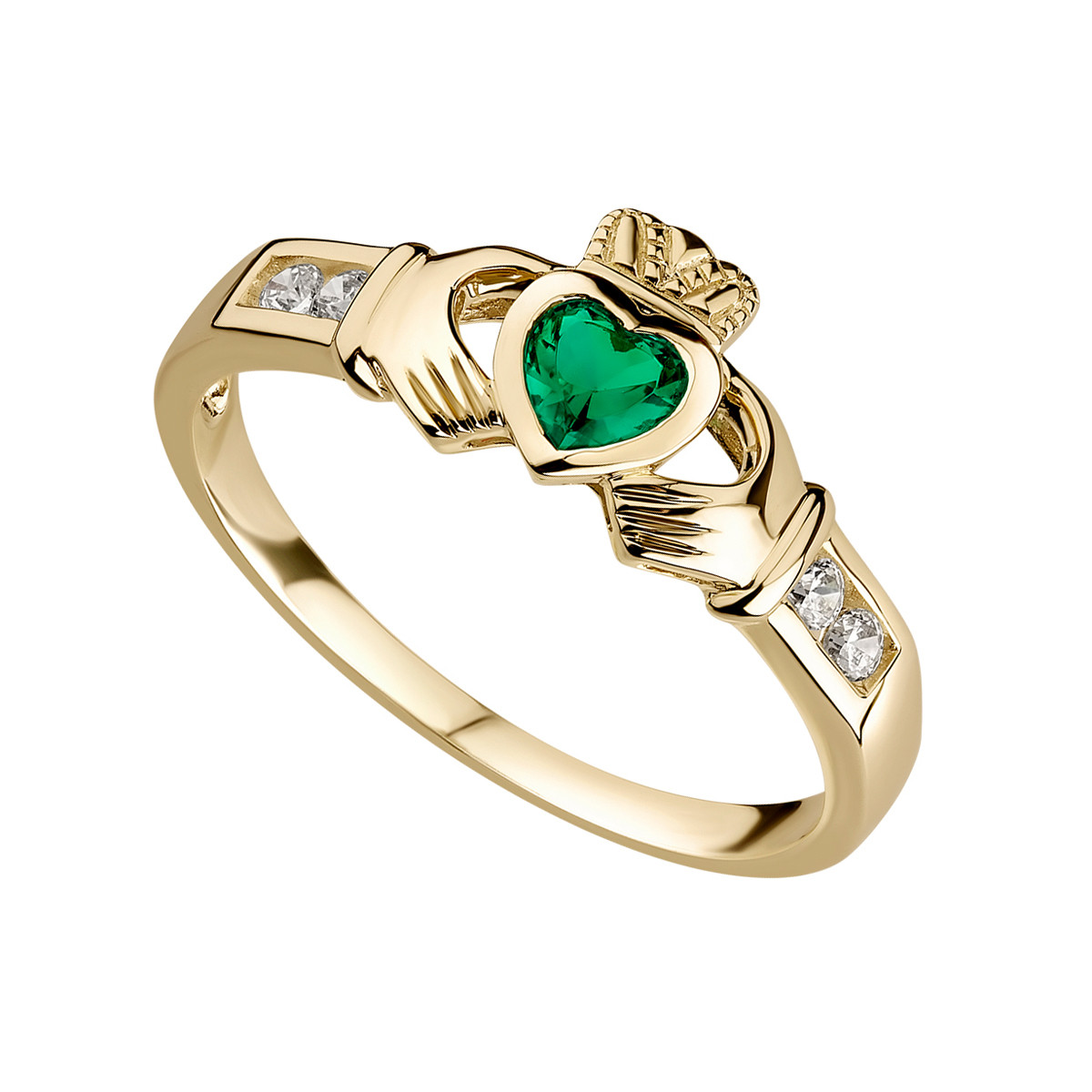 Solvar 10K Gold Emerald Claddagh Ring | Kilkenny Design