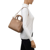 Cedar Eyelet Strap Handle Bag Taupe