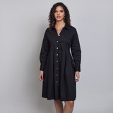 Blair Long Sleeve Shirt Dress Black