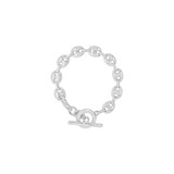 Silver T-Bar Button Bracelet