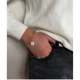 Gold Double Row Freshwater Pearl Bracelet