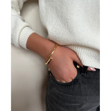 Gold Hinged Bangle with Stones