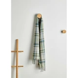 Green/Turq/Cream Tartan Lambswool scarf 