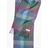 Damask Green Turquoise Check Lambswool Scarf