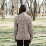 Cable Knit Side Zip Cardigan - Taupe