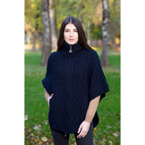 Funnel Neck Poncho Jacket - Green