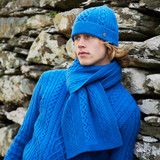 Alexander Honeycomb Aran Beanie Hat – Blue