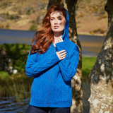 Rachel Aran Short Hoodie Cardigan – Blue