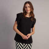 Rose Petal Sleeve Top - Black
