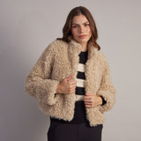 Llama Short Faux Fur Coat - Cream