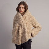 Llama Faux Fur Slit Scarf - Cream Llama Faux Fur Slit Scarf - Cream